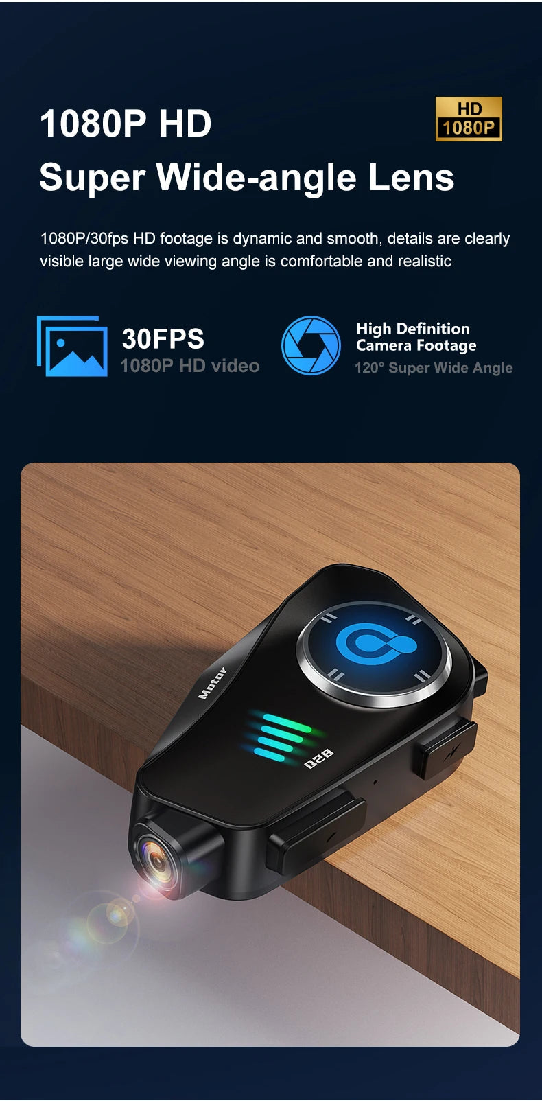 Q28 Motorcycle Helmet Headset Bluetooth Hands Free Call Waterproof Heaphone Wireless 1080P Video Dashcam TF Card as gift Ai-TechWorld 