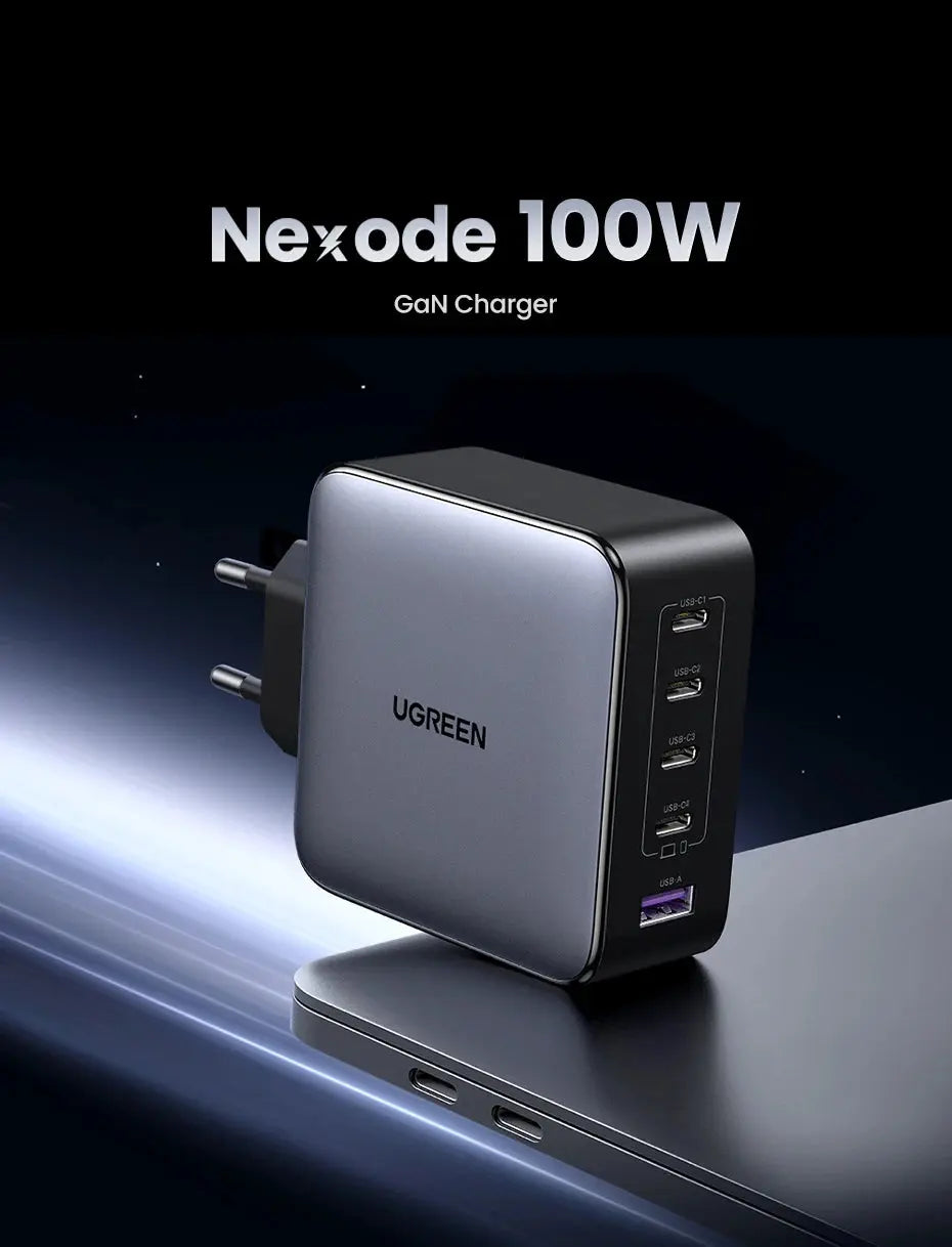 UGREEN 100W GaN Charger 5 Ports USB C Charger QC4.0 3.0 PPS For Macbook Air Laptop Tablet PDFast Charger For iPhone 16 15 14 Pro Ai-TechWorld 