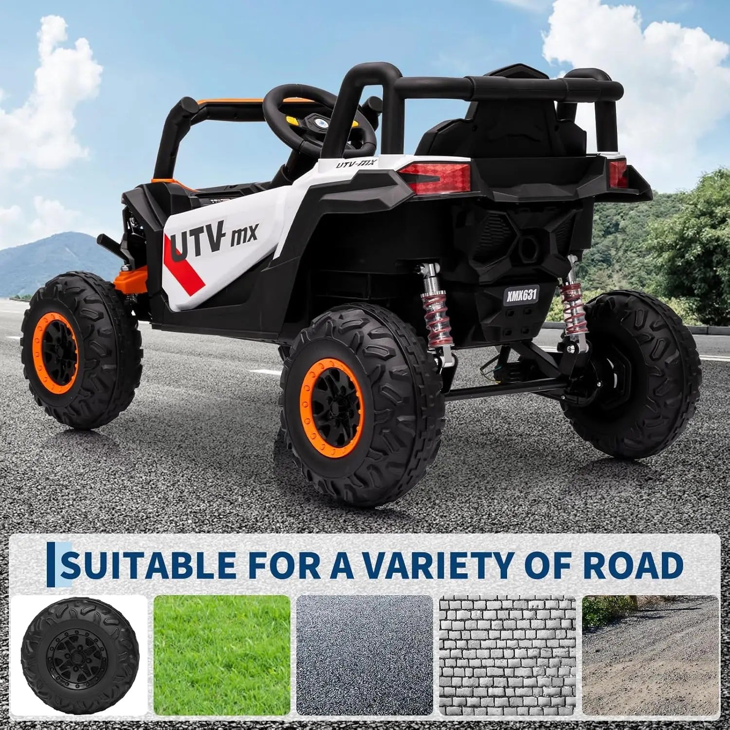 12V Kids Ride On Car,UTV Truck with Remote Control,4WD/2WD Switchable,Electric Vehicle with 4 Spring Suspension for Ages 3-8 Y Ai-TechWorld 