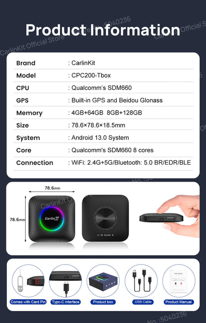 CarlinKit CarPlay Ai Box Android 13 SM6225 8 Cores 64GB 128GB Car Smart Streaming Box Wireless CarPlay Android Auto For Netflix Ai-TechWorld 