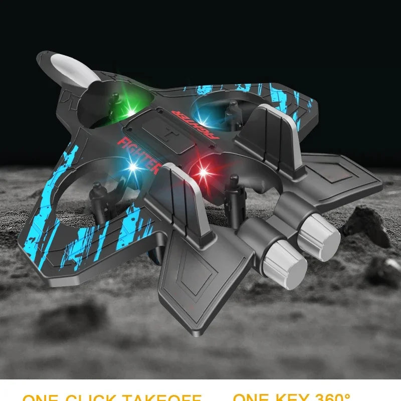 2.4G remote control fighter electric foam glider stunt tumbling UAV hovering helicopter with LED colorful lights aircraft model Ai-TechWorld 