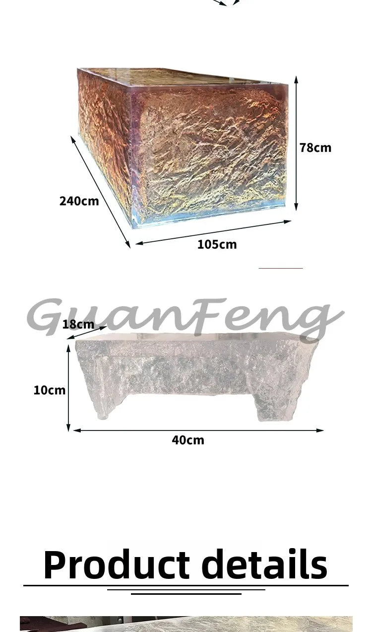 Premium Light Luxury Transparent Resin Hotel Front Desk Restaurant Villa Kitchen Partition Luminous Crystal Glacier Island Table Ai-TechWorld 