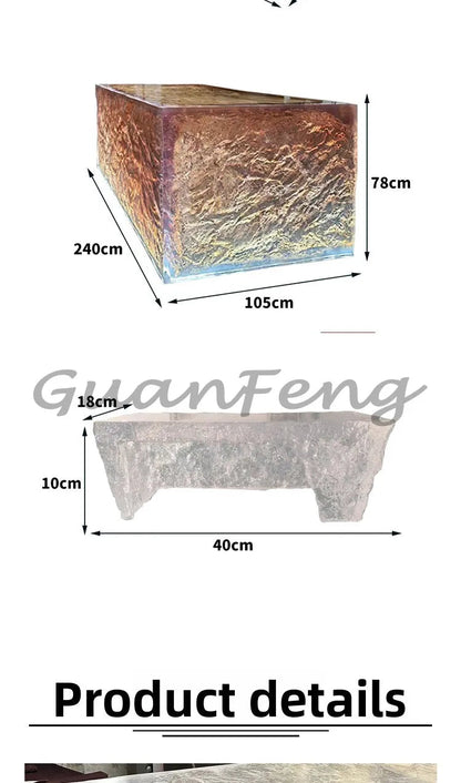 Premium Light Luxury Transparent Resin Hotel Front Desk Restaurant Villa Kitchen Partition Luminous Crystal Glacier Island Table Ai-TechWorld 