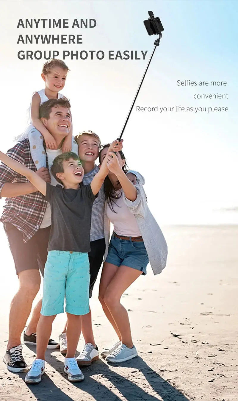 Selfie Stick With Wireless Bluetooth LED Fill Light Extended Tripod Ai-TechWorld 
