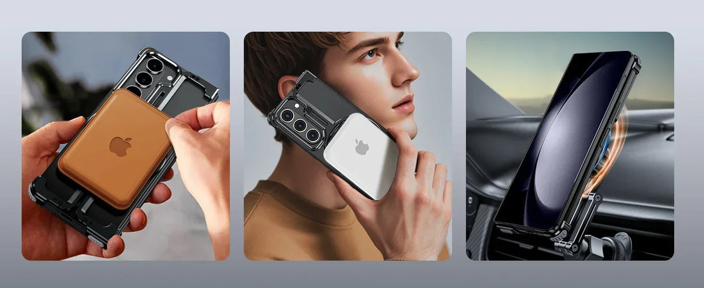 Eary for Samsung Galaxy Z Fold 6 5 Case with Magnetic Stand Magsafe Protective Cover Metals Frameless Bumper Wireless Charging Ai-TechWorld 