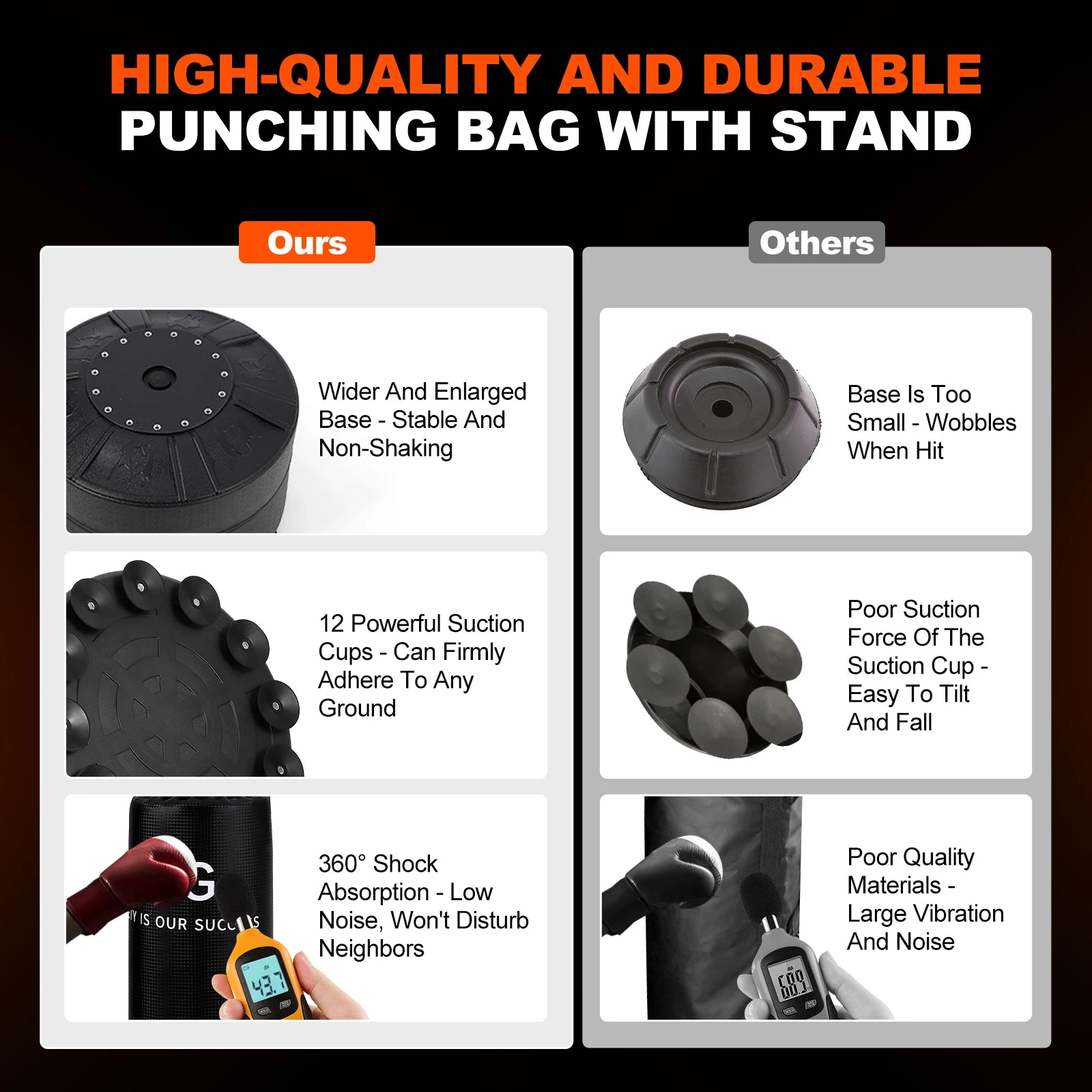 5 in 1 Punching Bag with Stand for Adult & Kids, Freestanding Speed Bag Hitting Target Heavy Kickboxing Bag, 2 Packages Deliver Ai-TechWorld 