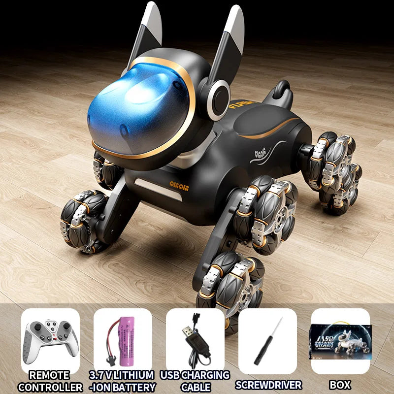 2025 NEW DWI Eight Wheeled Stunt Dog 2.4G Remote Control Intelligent Swing Arm Drift Robot Dog Climbing Car Children's Gift Toy Ai-TechWorld 