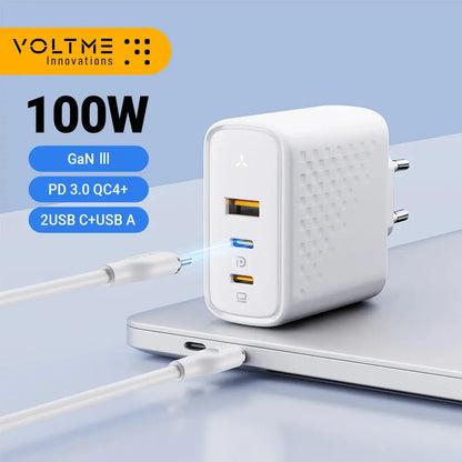 VOLTME GaN III 100W Desktop Charger Quick Charge 4.0 QC 3.0 PD USB-C Type C USB Fast Charging For MacBook Samsung iPhone 15 14 Ai-TechWorld 
