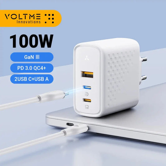 VOLTME GaN III 100W Desktop Charger Quick Charge 4.0 QC 3.0 PD USB-C Type C USB Fast Charging For MacBook Samsung iPhone 15 14 Ai-TechWorld 