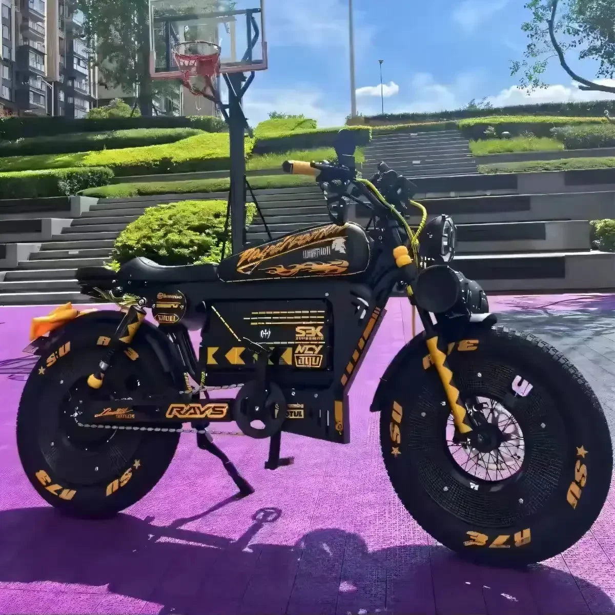 Ebike ZPW Black Warrior 3000W 60V 45AH Camping Motorcycle, Adult Electric Bike 20 Inch Fat Tire Electric Bike Ai-TechWorld 