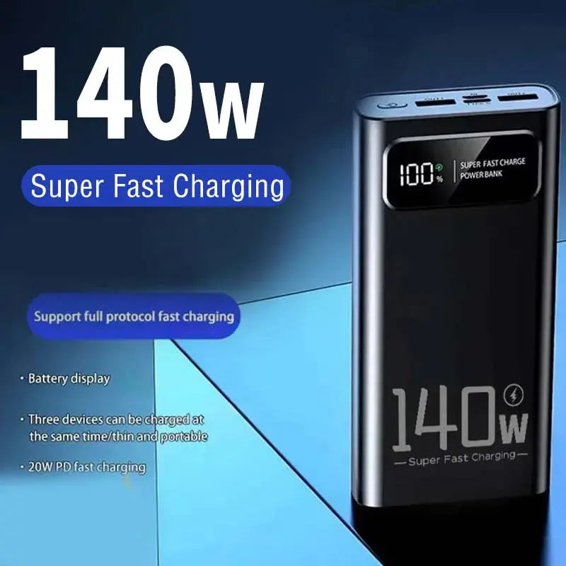 140W Power Bank  Super Fast Charging Battery High Capacity Digital Display 100000mAh Power Bank For Iphone Samsung Xiaomi Tablet Ai-TechWorld 