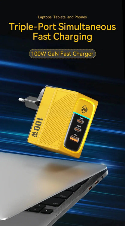 WEKOME GaN 100W Charger High Speed Fast Charging Type C Charger for Xiaomi 13 Samsung s23 ultra iPhone 15 pro max Macbook Pro Ai-TechWorld 
