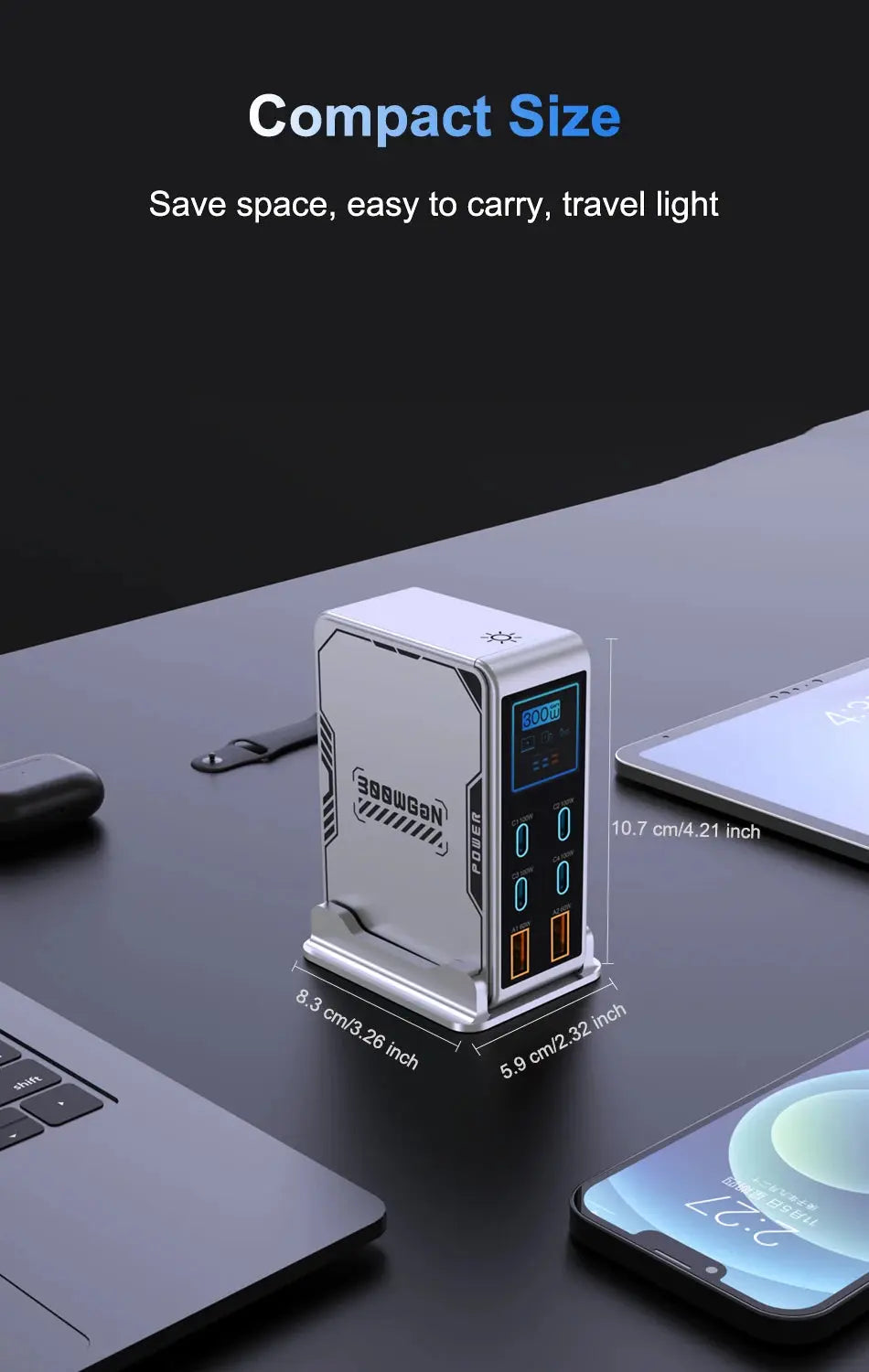 Ubigbuy 300W GaN Charger PPS PD 100W USB Type C 6-Port Digital Display Desktop Fast Charging Station for MacBook iPhone Samsung Ai-TechWorld 