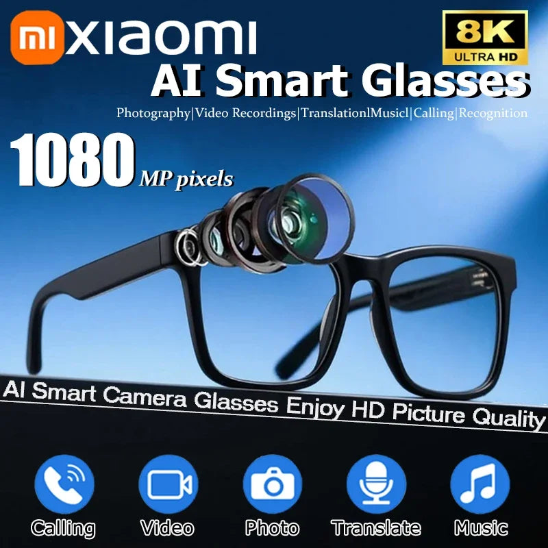 Xiaomi 8K HD AI Smart Glasses Photochromic Multifunction Bluetooth Calling Voice Assistant Music Player Translate Camera Glasses Ai-TechWorld 