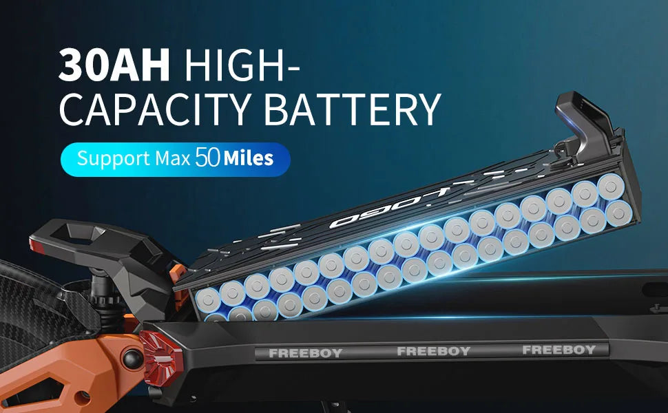 FREEBOY 6000W Fast Electric Scooter for Adult, Daul Motor 50mph, 60V 30Ah, 11'' Off Road Tires, 55miles Range, Foldable eScooter Ai-TechWorld 