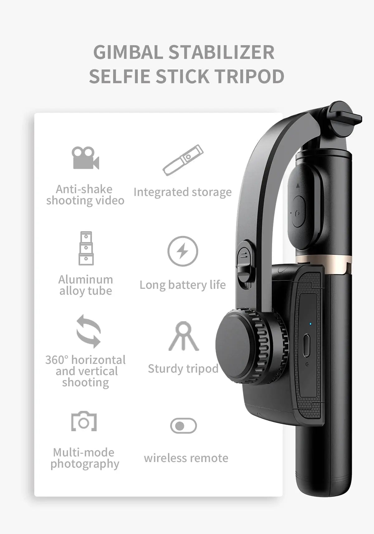 COOL DIER 2023 NEW Phone Gimbal stabilizer Wireless Bluetooth selfie stick tripod Stabilizer holder bracket For Smartphone live Ai-TechWorld 