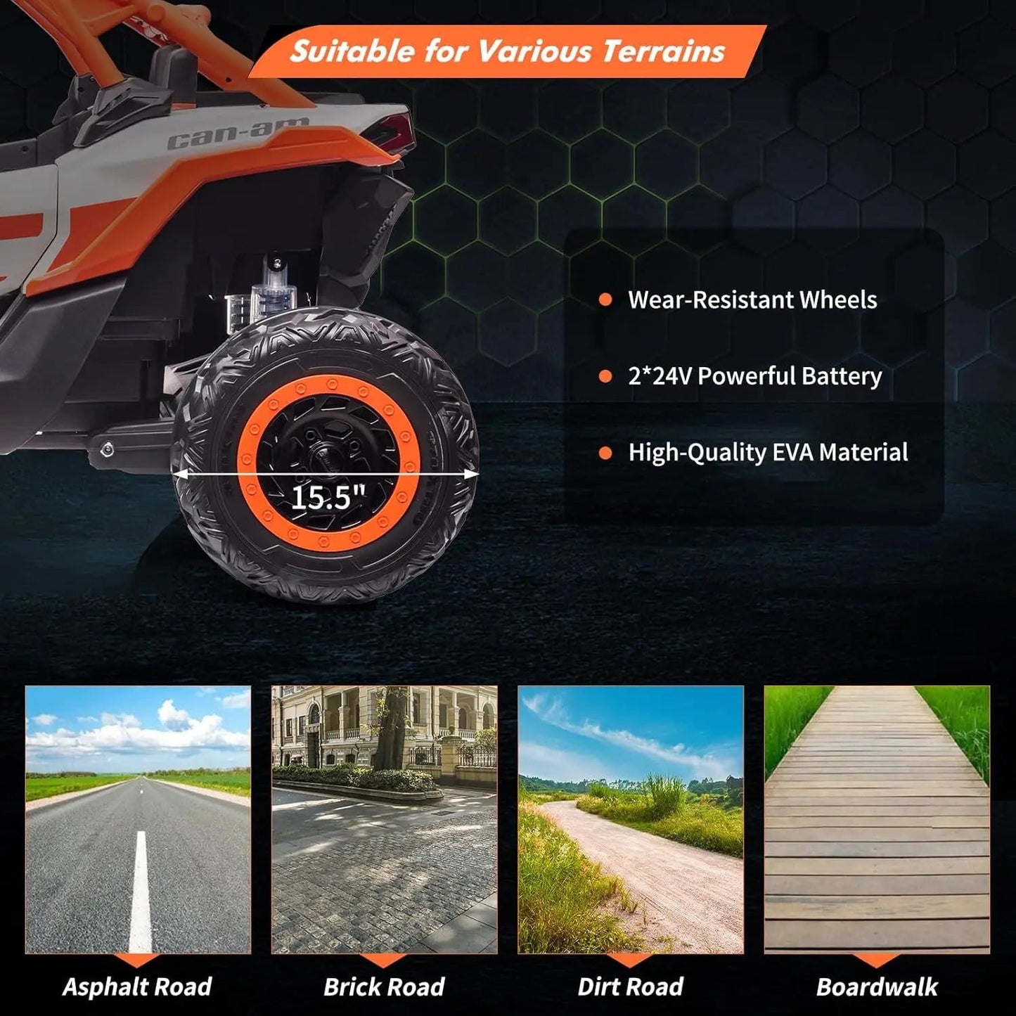 2-Seater Ride-On UTV Car for Kids Electric Off-Road Truck w/Parent Remote Control 2 x 24V Max 130LBS Battery, 4 x 200W Motors Ai-TechWorld 