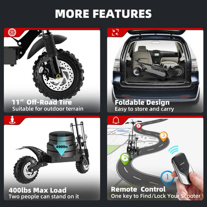 [8 models]10/11 Inch 48V-72V 1000W-6000W Electric Scooter 50-85km/h Fast E Scooter Off Road Electric Kick Scooter Foldable Adult Ai-TechWorld 