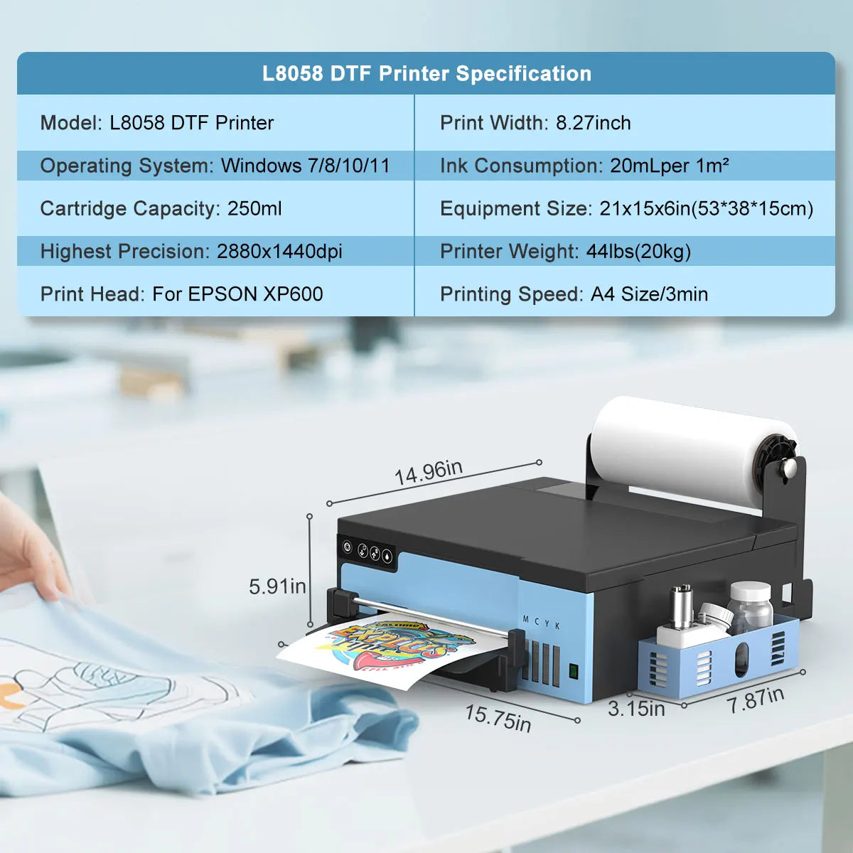 A4 DTF Printer Machine For Epson XP600 Printhead Direct to Film Transfer Machine For Dark/Light T-Shirts Fabrics Hats Leather Ai-TechWorld   ai-techworld