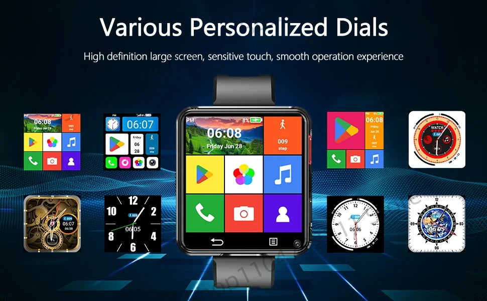 S998 4G Smart Watch Android 11.0 OS Smartwatch 2.64 inch Large Screen 480*480 MTK6739 500W Dual Camera 1200mAH Battery Wifi GPS Ai-TechWorld 