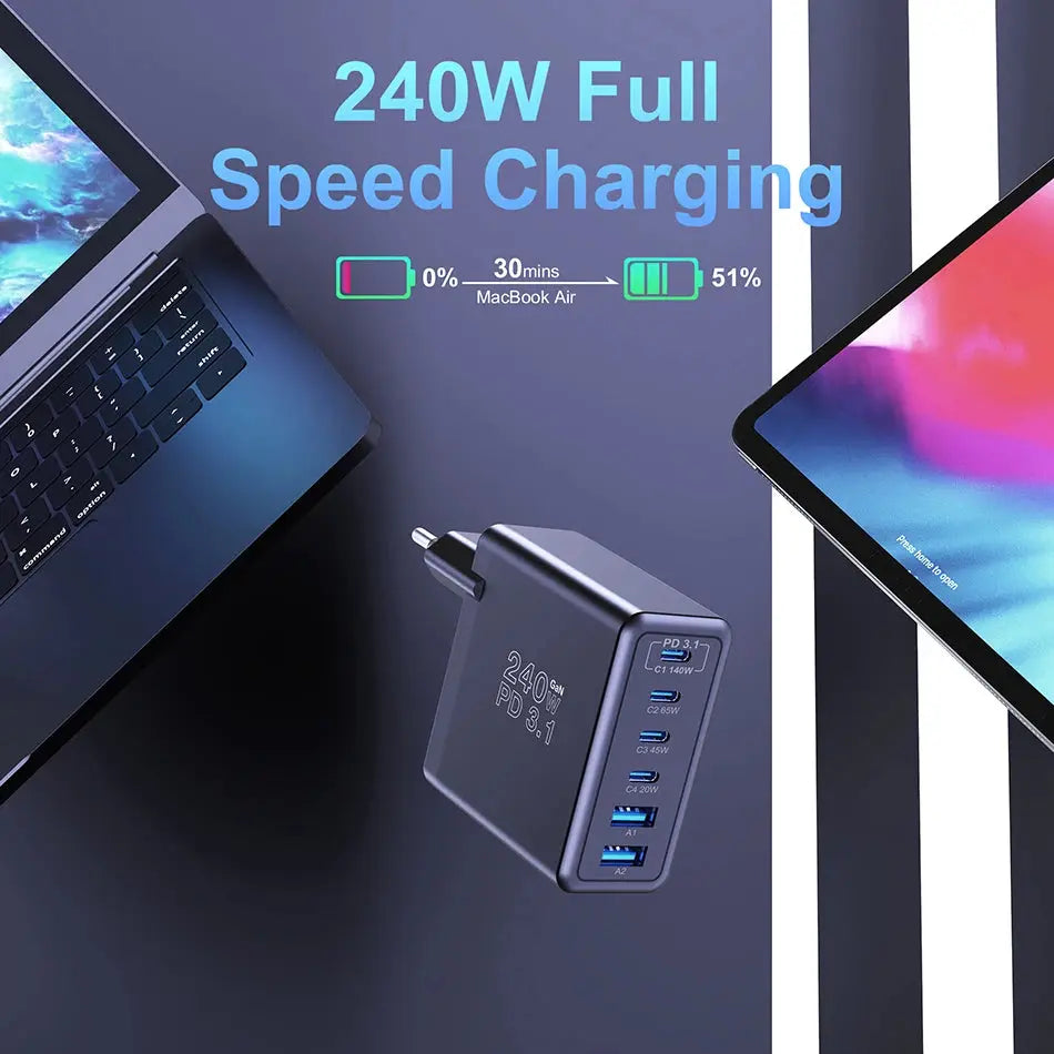 Ubigbuy 240W GaN Charger Fast Charging 140W PD3.1 PPS Ai-TechWorld 