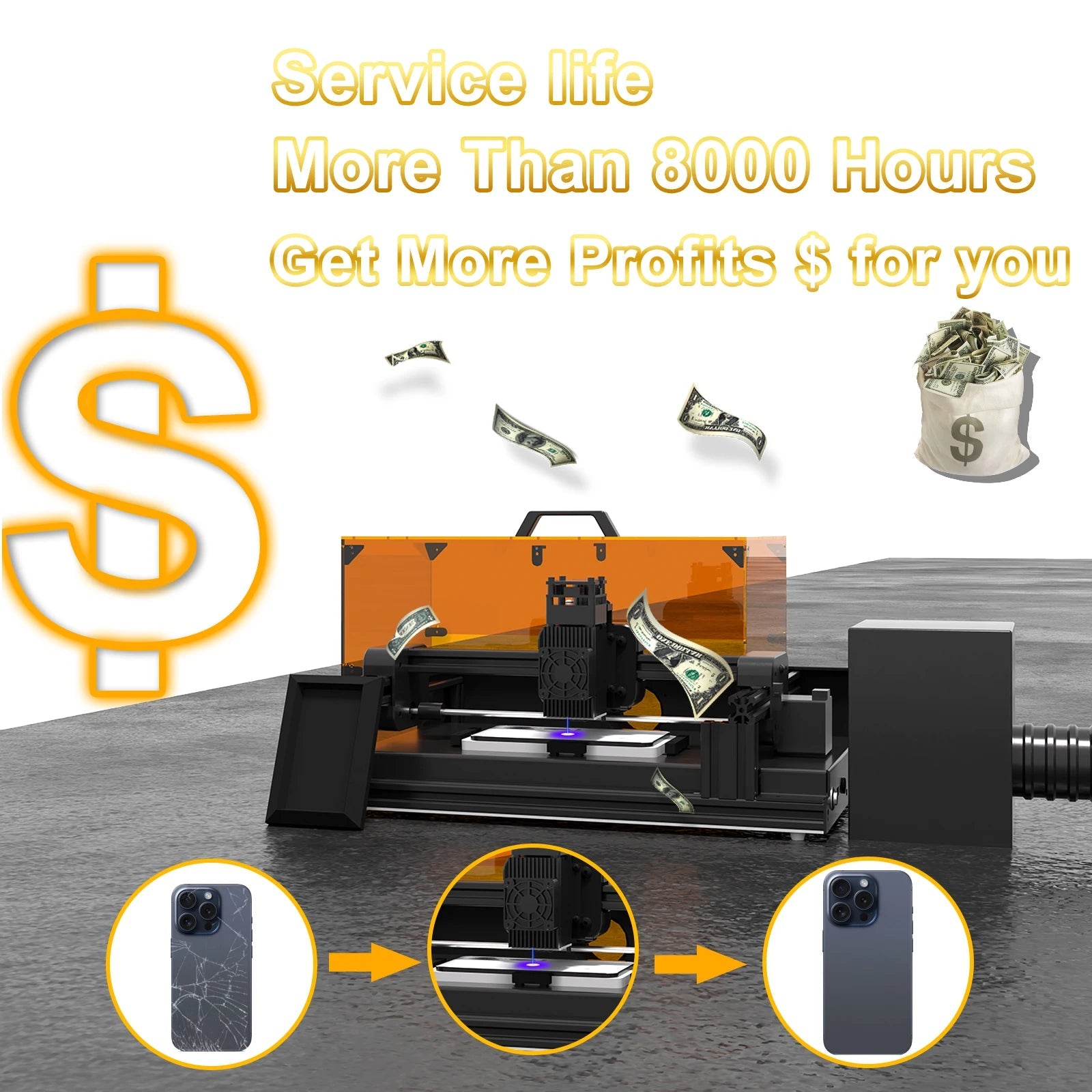 Back Glass Laser for iPhone 8-17 Series, Glue Removal Laser Engraving Seperator, w/Air Purifier&Cell Phone Repair Tool Ai-TechWorld 