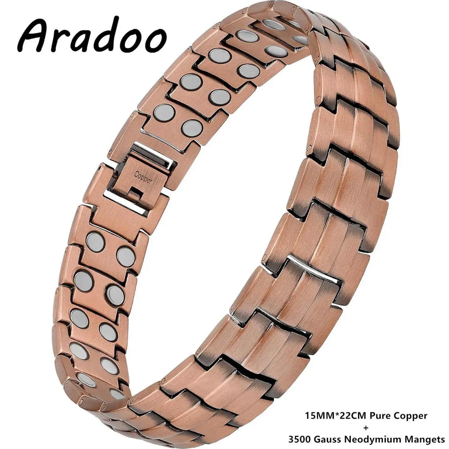 ARADOO Premium Copper Bracelet for Men with Strength 5000 Gauss Magnets Titanium Steel Wristband Jewelry Gifts Ai-TechWorld 