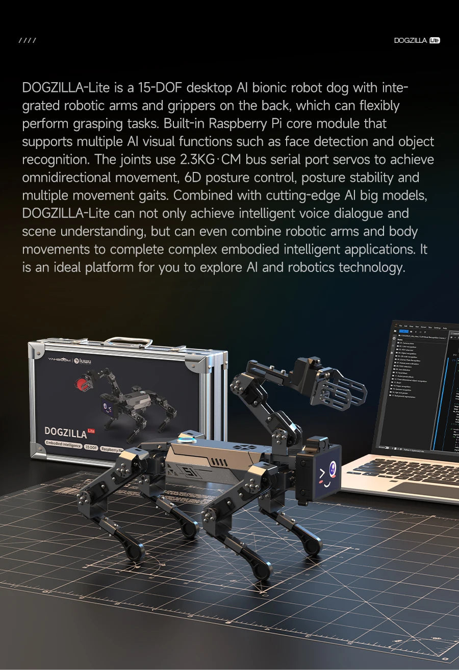 Yahboom DOGZILLA-Lite Quadruped Bionic Robot Dog AI Vision Large Model Intelligent Programming Electronic Kit for Raspberry Pi Ai-TechWorld 
