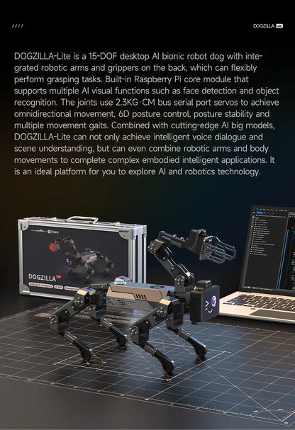 Yahboom DOGZILLA-Lite Quadruped Bionic Robot Dog AI Vision Large Model Intelligent Programming Electronic Kit for Raspberry Pi Ai-TechWorld 