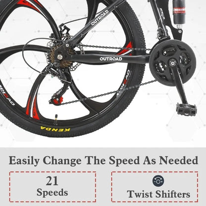 26 Inch Folding Mountain Bike with High Carbon Steel 21 Speed City Bike with Dual Suspension Folding Bicycle for Adults Men and Ai-TechWorld 