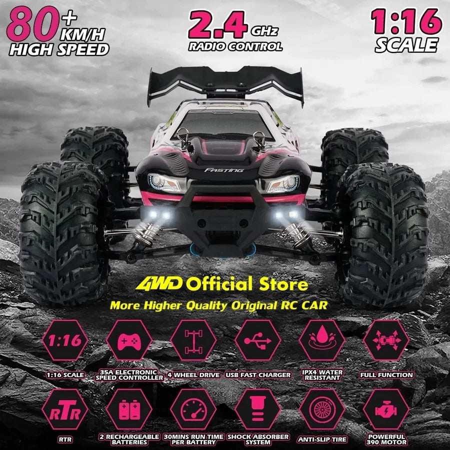 4WD Remote Control Car Off Road 4x4 RC High Speed Buggy Truck Super Brushless 50 or 80KM/H Fast Drift Racing Toy Kids Adults Ai-TechWorld 