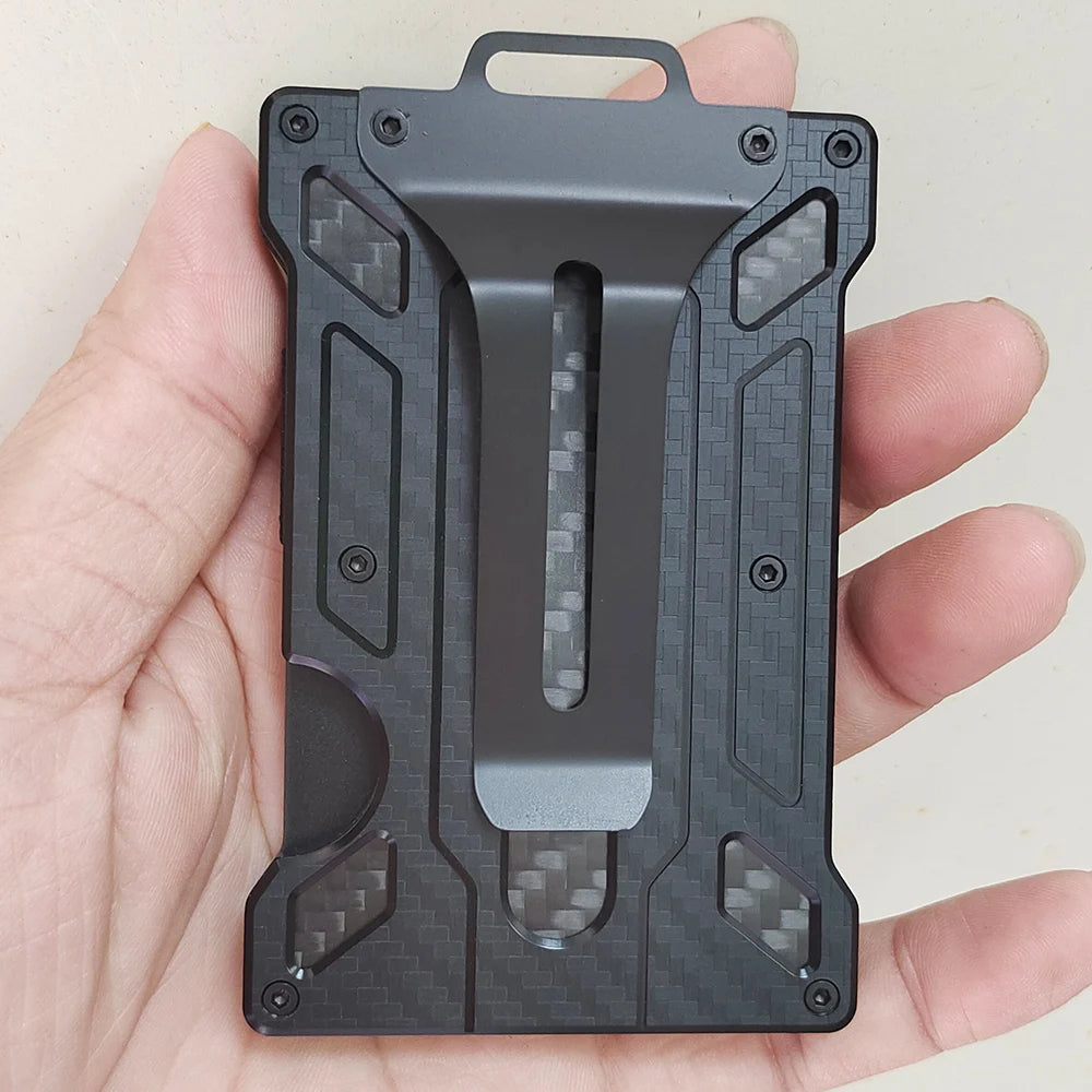 Wallet for Men Slim Aluminum Metal Money Clip with 1 Clear Window ID Badge Holder RFID Blocking Holds Up 15 Cards with Cash Clip Ai-TechWorld 