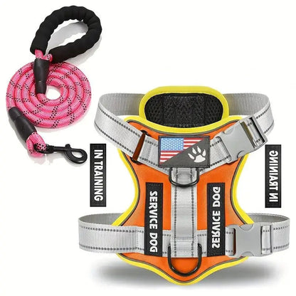 Dog Harness And Leash Set, Escape Proof No Pull Dog Vest Harness With Reflective Dog Walking Traction Rope Ai-TechWorld 