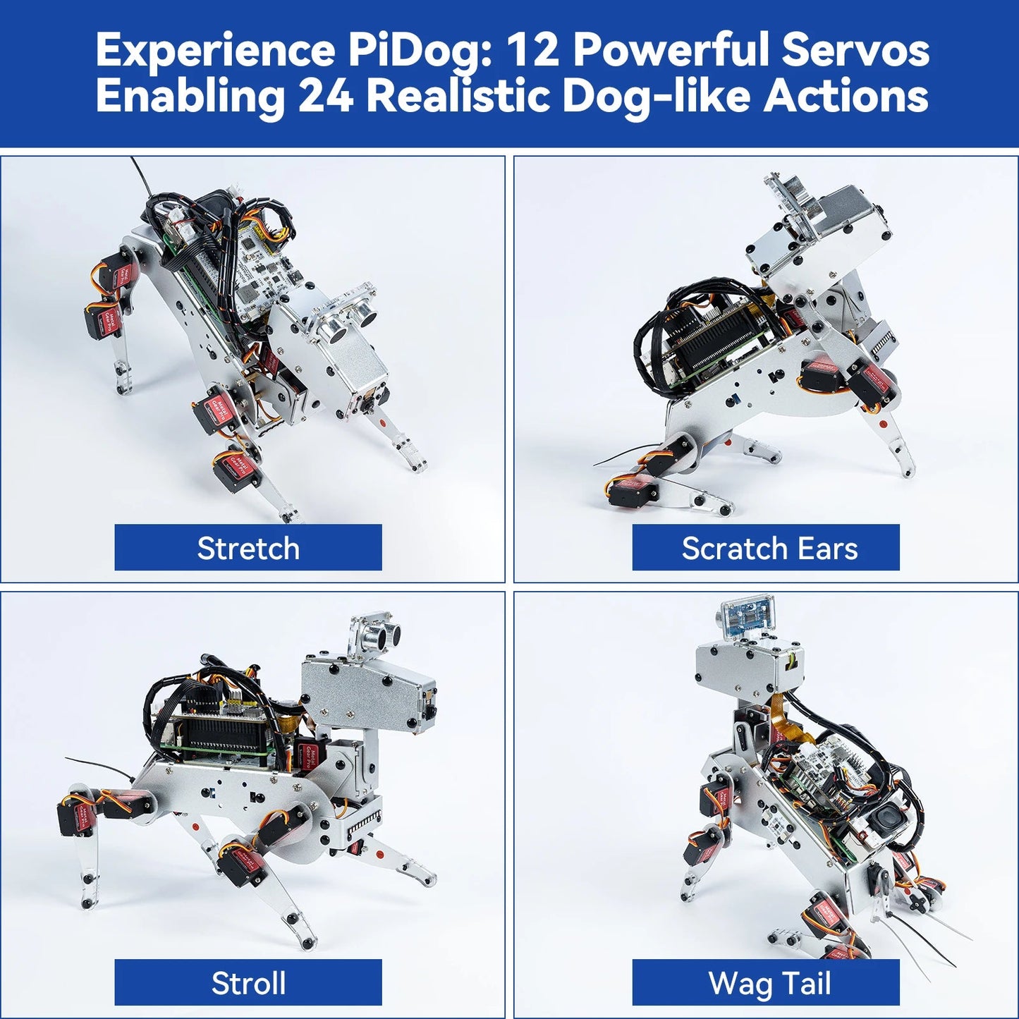 SunFounder PiDog AI Robot Dog Kit for Raspberry Pi 5/4/3B+/3B/Zero 2(Not included)LLMs ChatGPT-4o/Gemini/Grok,App Control Ai-TechWorld 