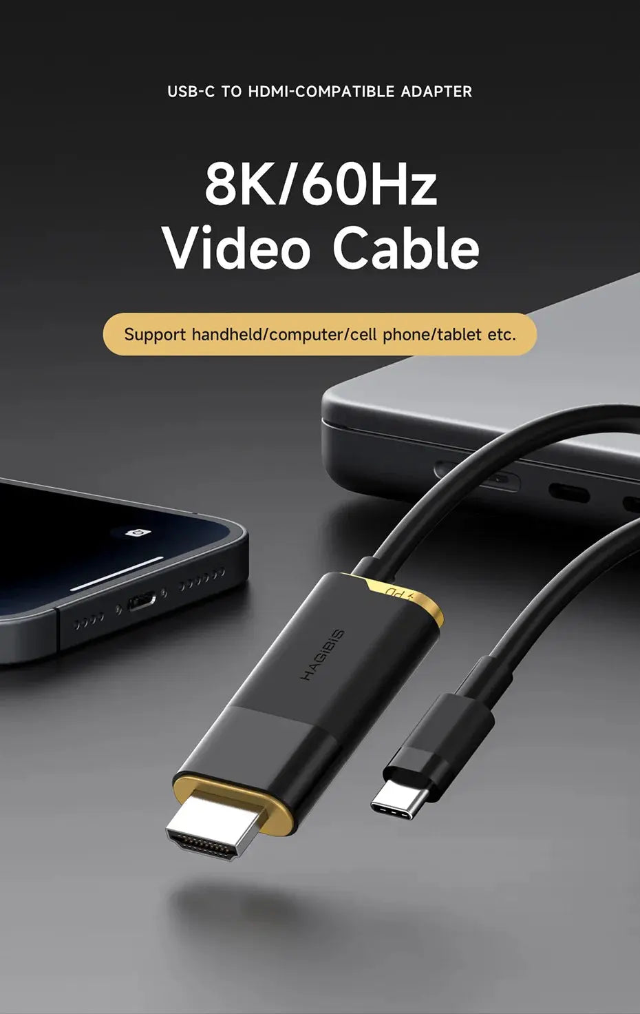 Hagibis Switch Dock for Nintendo Switch/OLED/Switch2 USB C to HDMI Cable Adapter 8K@60Hz HDR 100W PD for Laptop SteamDeck ROG Ai-TechWorld 