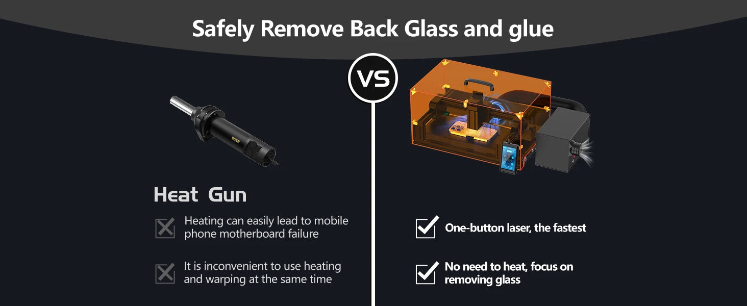 Back Glass Laser for iPhone 8-17 Series, Glue Removal Laser Engraving Seperator, w/Air Purifier&Cell Phone Repair Tool Ai-TechWorld 