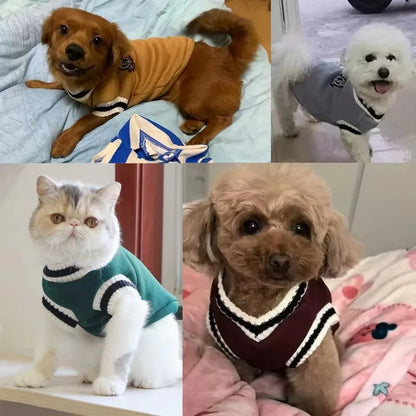 Pet Cat Solid Costume Autumn Winter Christmas Sweater For Small Dogs Kitten Pullover Puppy Vest Clothes Kitty Jacket Outfits Ai-TechWorld 