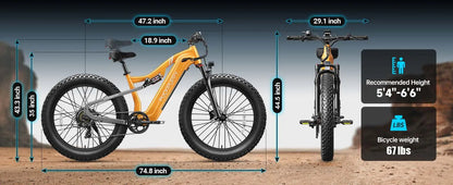 PUCKIPUPPY Labrador pro Electric Bike 1350W Peak 48V 20AH Battery Ebike 26" Fat Tire Electric Mountain Bike 2-Year Warranty Ai-TechWorld 