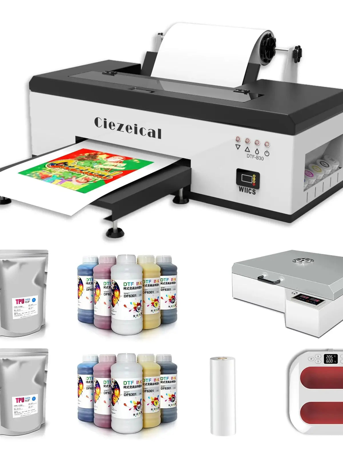A3 1390 DTF printer set, equipped with oven thermal transfer printer, etc., supports sheet or roll PET film Dr Ai-TechWorld 