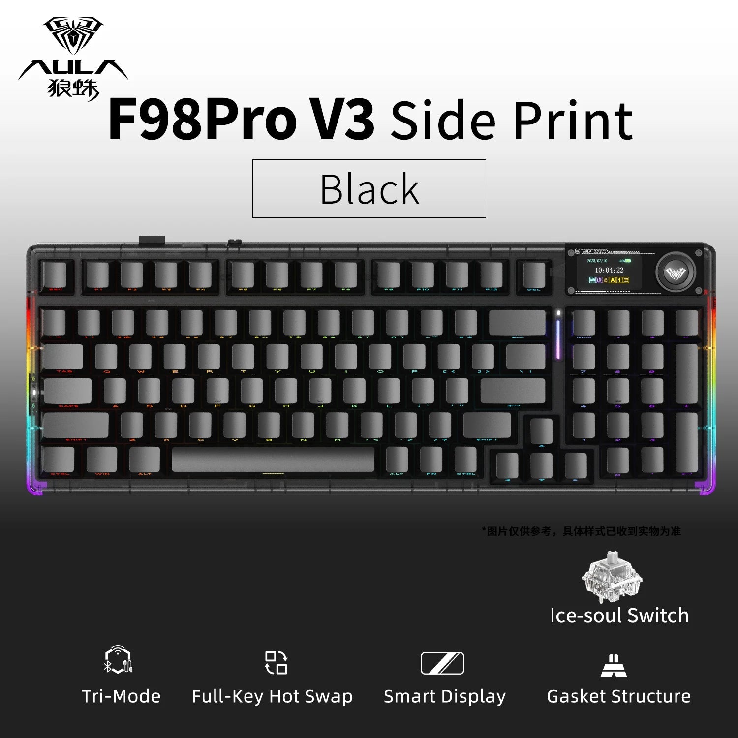 AULA F98 Pro V3 Mechanical Keyboard Custom RGB Backlight Wireless Bluetooth Gaming Keyboard With Screen and Knob Ai-TechWorld   ai-techworld