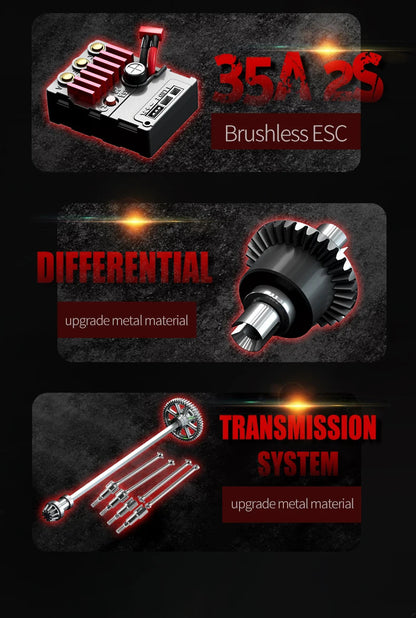 Teeggi 16101 /16102 PRO 1:16 High Speed RC Car With LED Light Drift 70KM/H 4WD RC Off-Road Car Monster Truck Toy For Kid Gifts Ai-TechWorld 