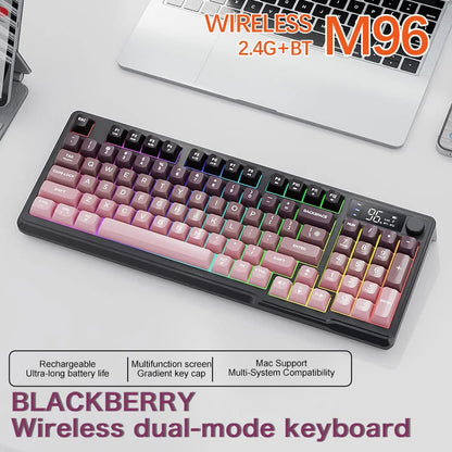 M96 Bluetooth Keyboard Wireless FREEWOLF Screen Gaming Keyboard,Electronic Screen, Multi-Device Connection,Ergonomics Gaming Ai-TechWorld   ai-techworld