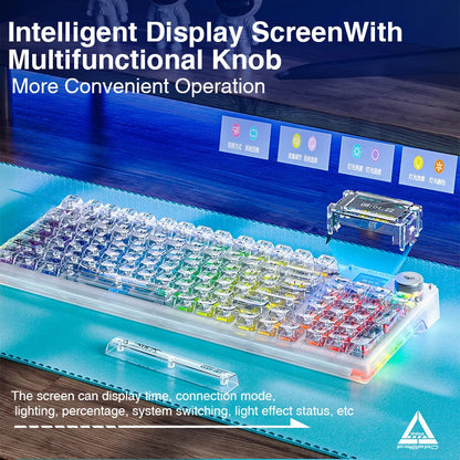 AULA F98PRO Wireless Mechanical Keyboard Transparent Keycaps RGB Backlit Custom 2.4G Hot Swappable Gaming Keyboard With Screem Ai-TechWorld   ai-techworld