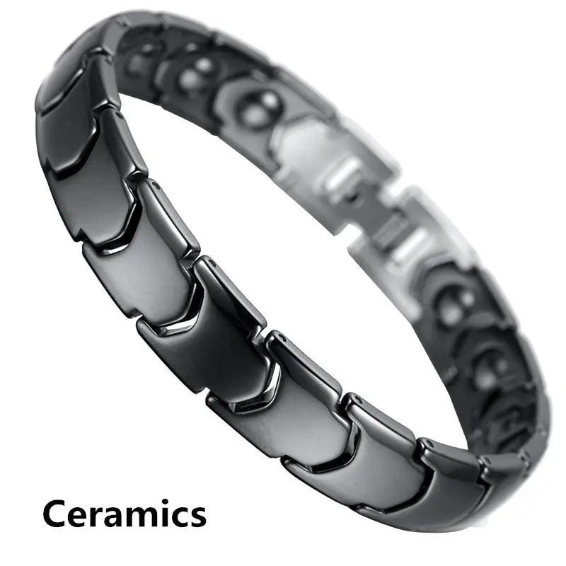 Titanium Steel Ceramic Energy Bracelet Stainless Steel Zirconia Couple Ceramic Bracelet Ai-TechWorld 