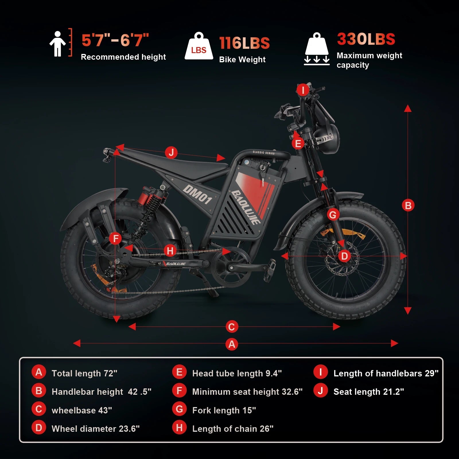 【1 Year Warranty】BAOLUJIE DM01 Electric Bike for Adult 2000W Motor Electric Bike 60V 30AH Moto 42MPH City Commuter Electric Bike Ai-TechWorld 