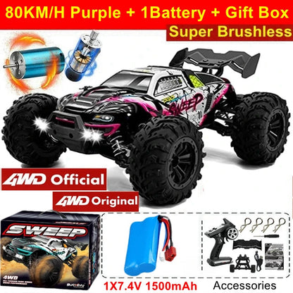 4WD Remote Control Car Off Road 4x4 RC High Speed Buggy Truck Super Brushless 50 or 80KM/H Fast Drift Racing Toy Kids Adults Ai-TechWorld 
