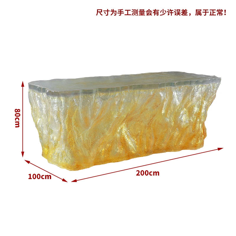 Premium Light Luxury Transparent Resin Hotel Front Desk Restaurant Villa Kitchen Partition Luminous Crystal Glacier Island Table Ai-TechWorld 