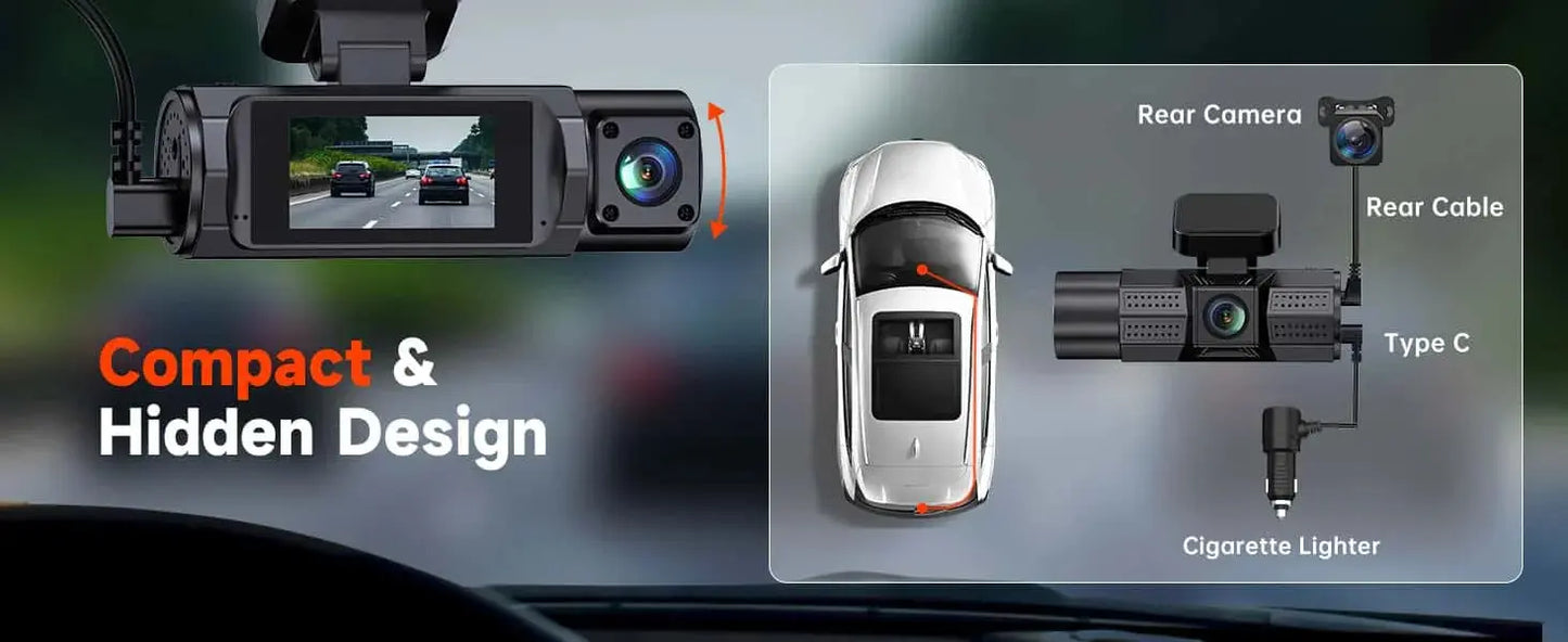 UHD 4K WiFi Dash Cam 3 Lens Driving Recorder Car DVR 1080P Rear Lens Camera  24H Parking Monitoring ADAS Function-oliday Gift Ai-TechWorld 