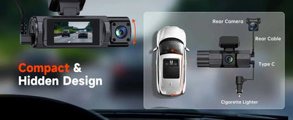 UHD 4K WiFi Dash Cam 3 Lens Driving Recorder Car DVR 1080P Rear Lens Camera  24H Parking Monitoring ADAS Function-oliday Gift Ai-TechWorld 