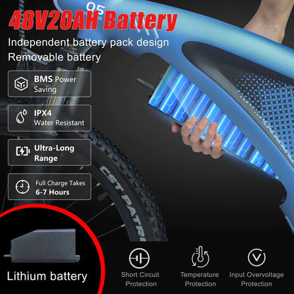 HX Q5 E bike 2000W Adults Electric Bike 2000W 48V 20AH 27.5 Inch  Electric Bicycle City E Bikes Mountain e bikes Ai-TechWorld 